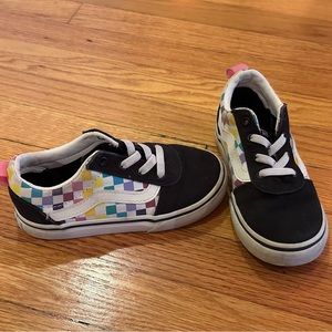 Vans Toddler Girl Rainbow classic Check Slip-On size 9
